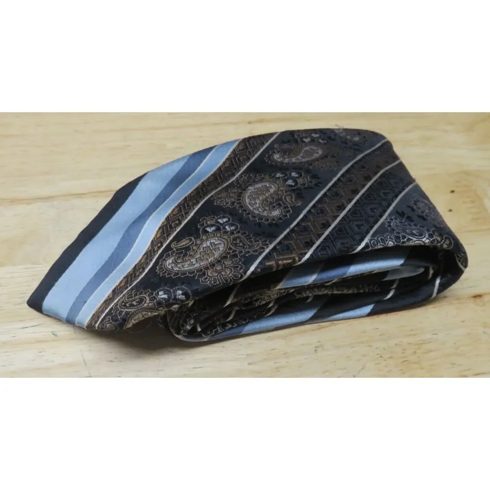 Lily Dache Silk Neck Tie‎ Paisley Striped Multicolor Geometric Silk Necktie Mens